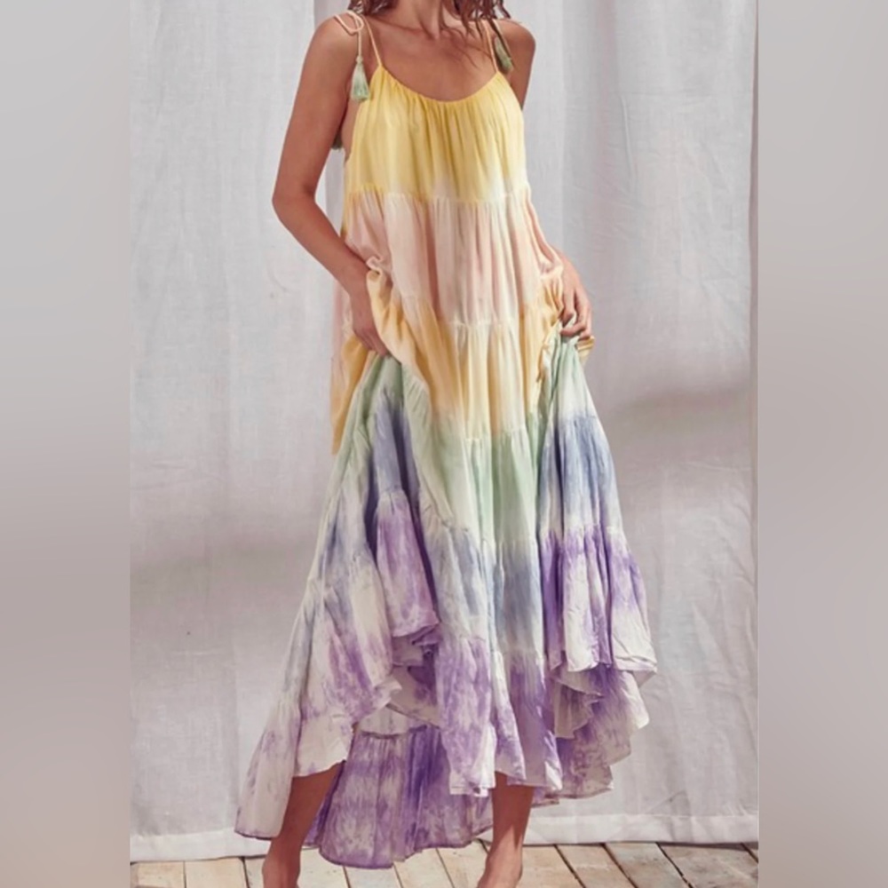Tie dye rainbow midi dress